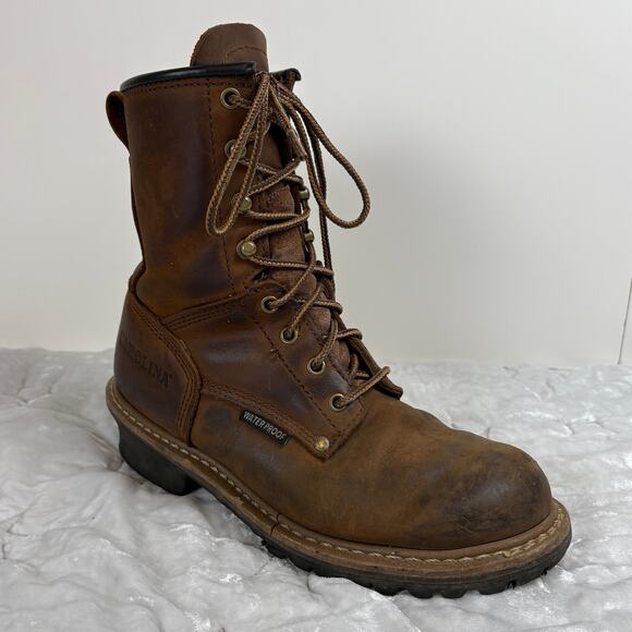 Carolina Men's Elm 8" Waterproof Leather Lace Up Logger Boots Size 8 - Picture 1 of 9